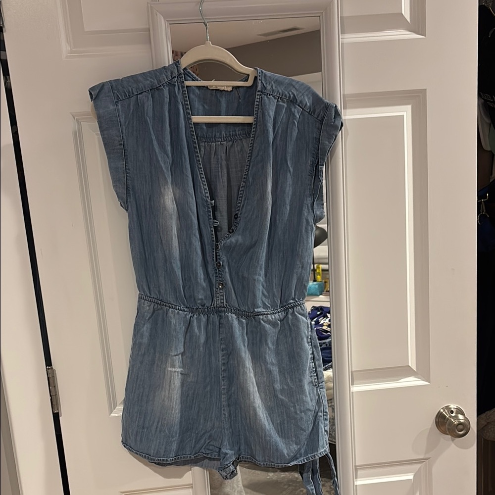 Elan Light Blue Denim Romper